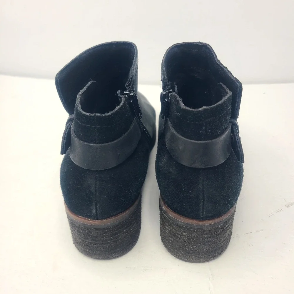 Korks Sonya‎ Women's Black Leather Suede Zip Up Ankle Bootie Sz 8 M